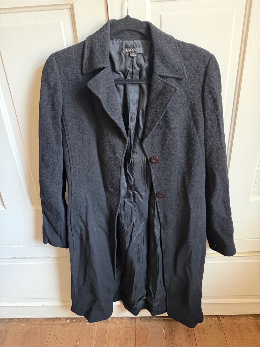 Tahari Black Long Women's Trench Coat
